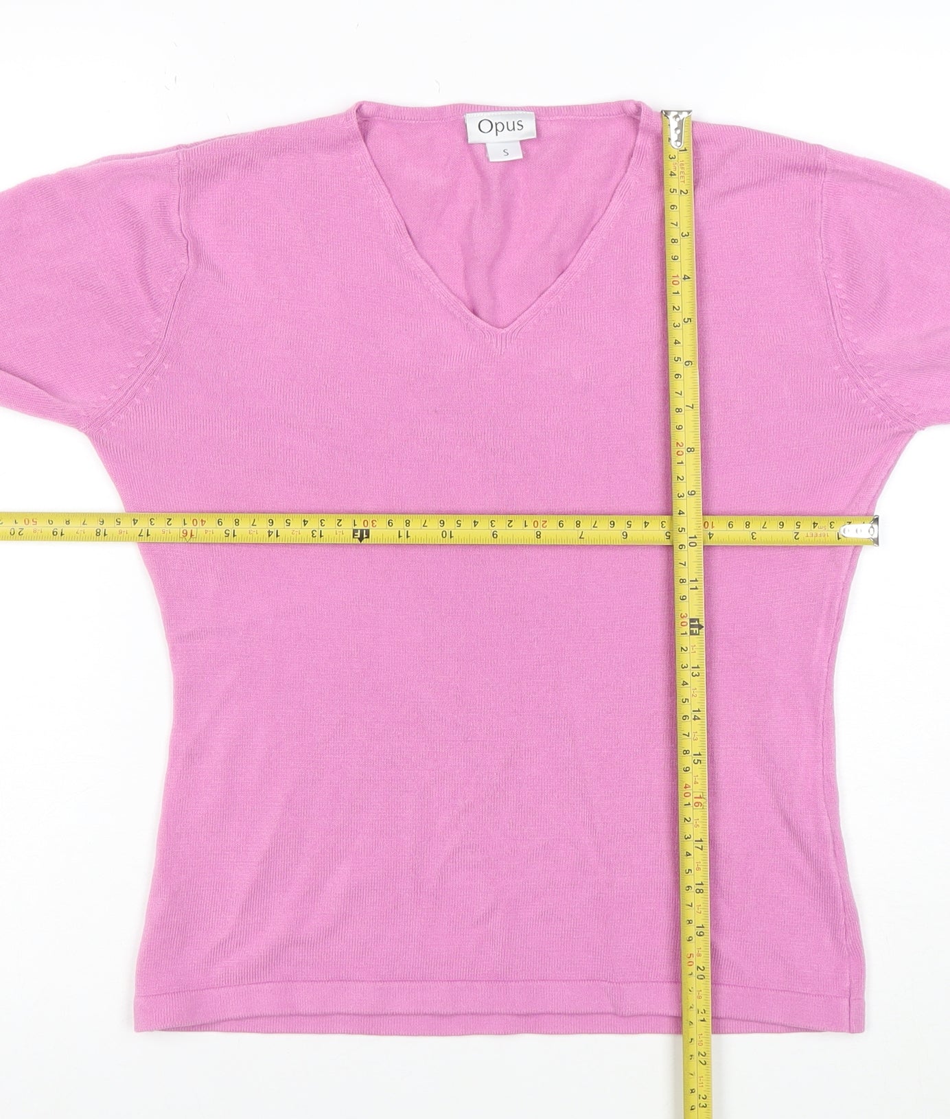 Opus Women's Pink V-Neck Long Sleeve Acrylic Knit Top Size S