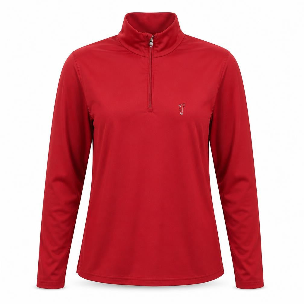 Golfino Women's Red Long Sleeve 1/4 Zip Golf Top Size 12
