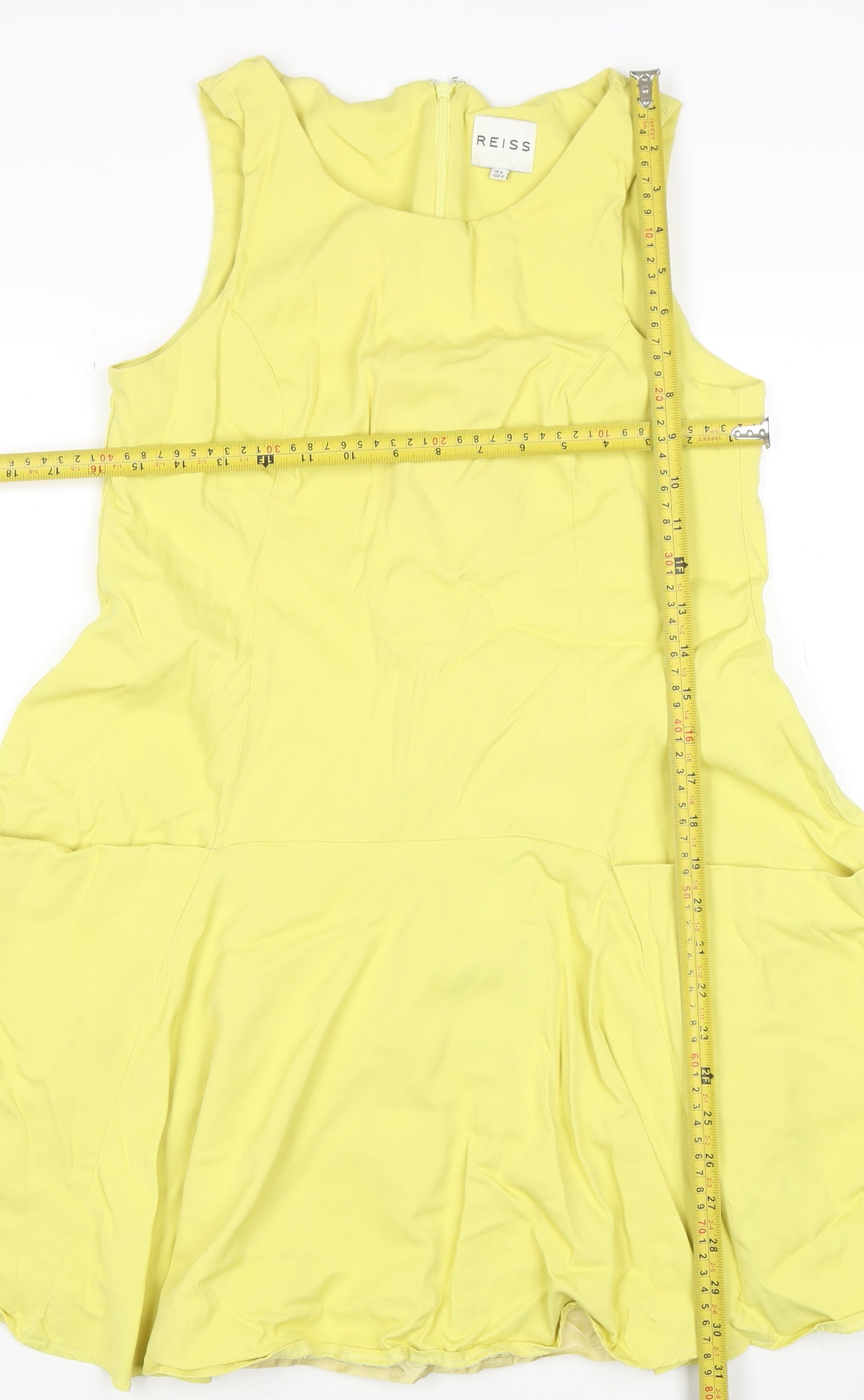 Reiss Women Yellow Fit & Flare Sleeveless Knee Length Dress UK 8