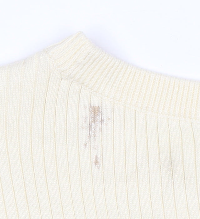 Marks and Spencer Womens Ivory Ruffle Hem Stretch Knit T-Shirt XL