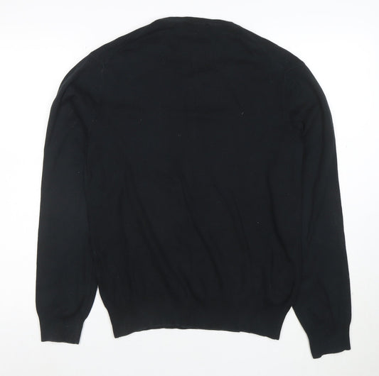 Ralph Lauren Men's Black V-Neck Cotton Jumper Size M