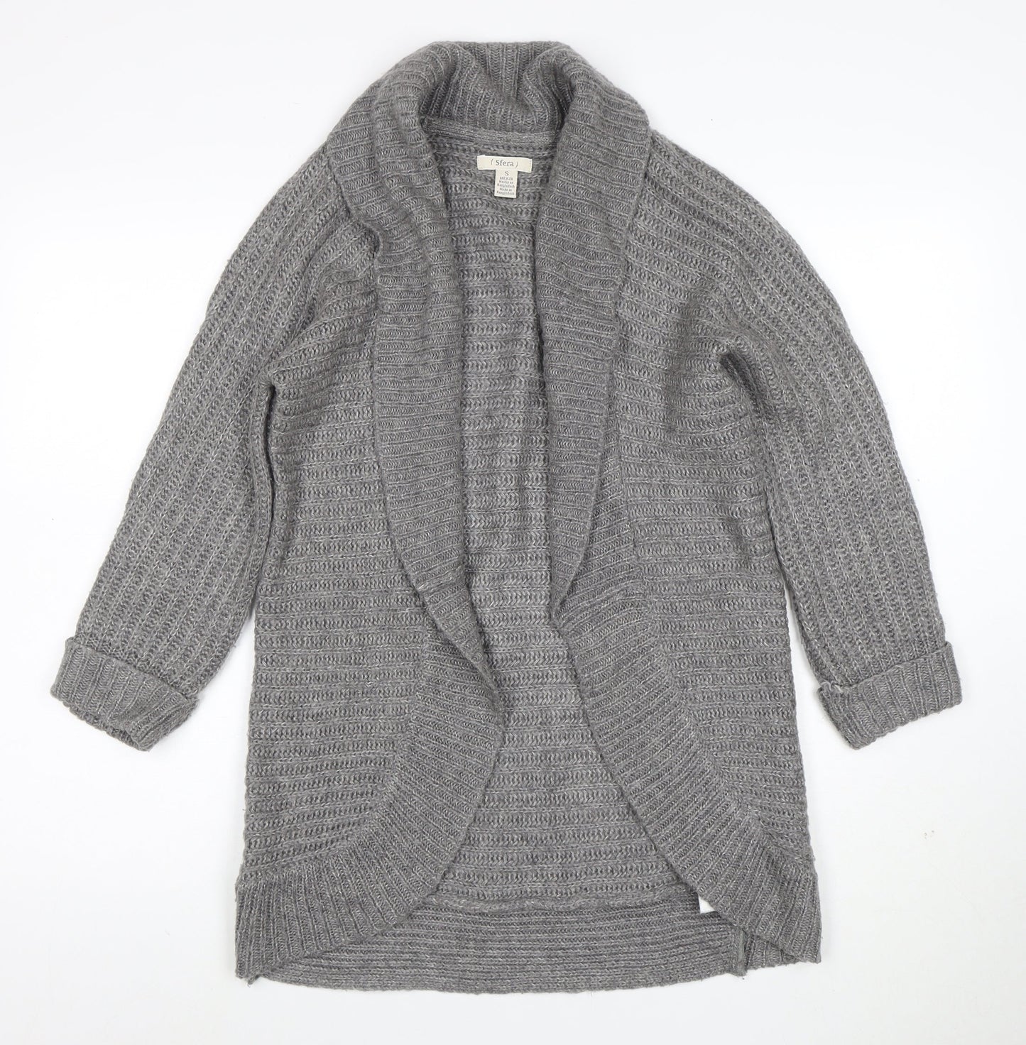 Sfera Women Grey Open Knit Long Sleeve Cardigan Size S