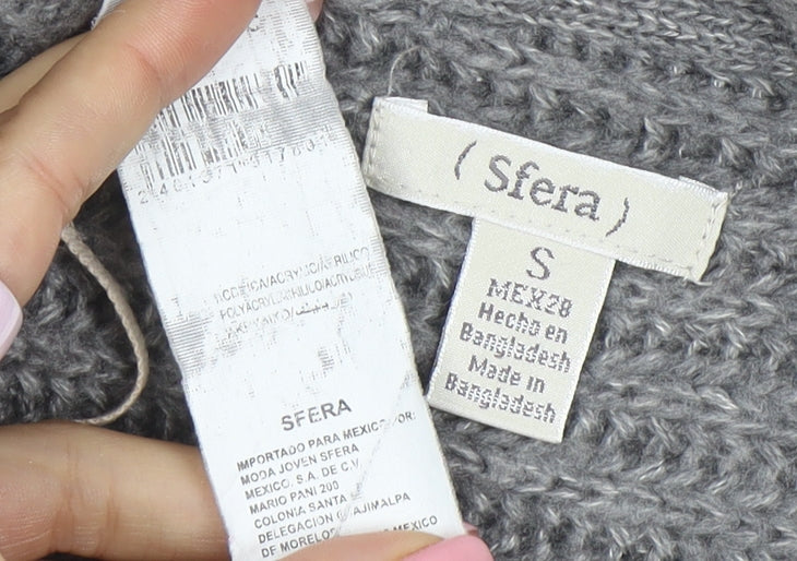 Sfera Women Grey Open Knit Long Sleeve Cardigan Size S