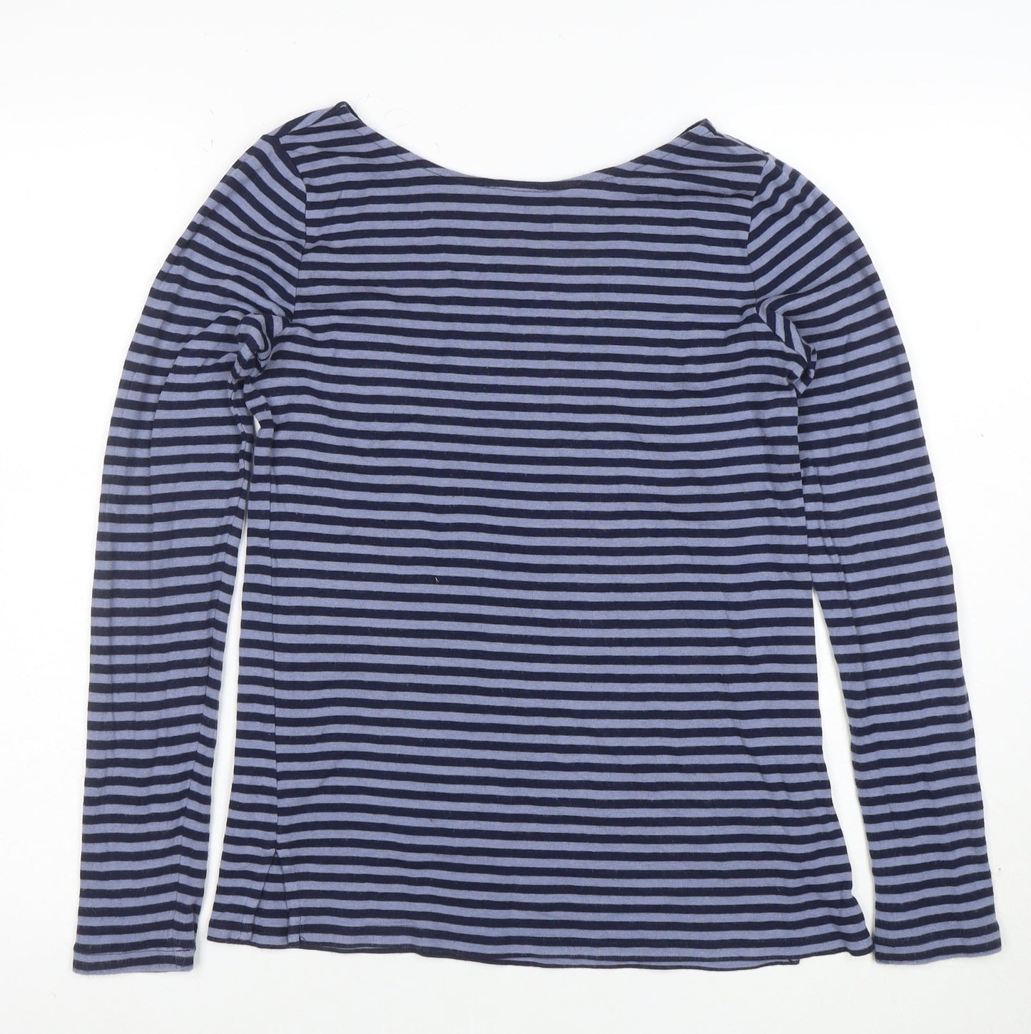 GAP Womens Blue Striped Long Sleeve Boat Neck Tee Size S