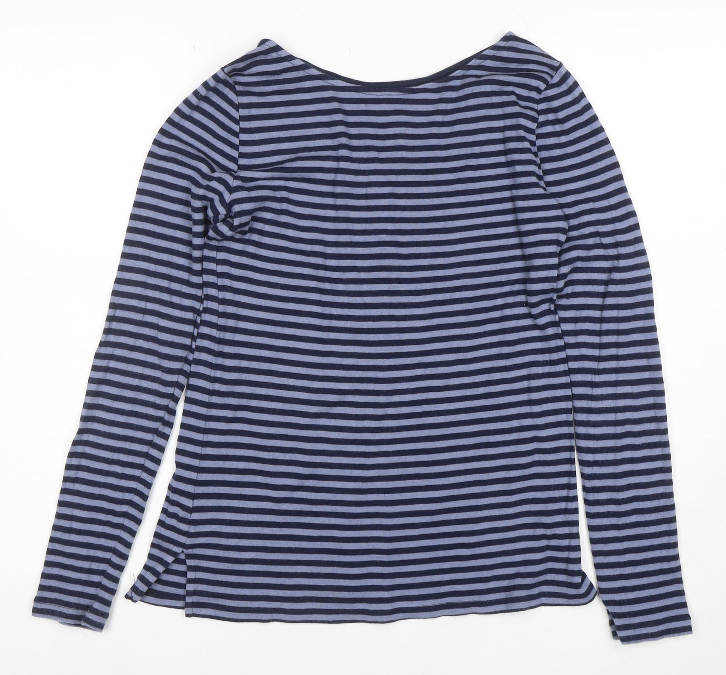 GAP Womens Blue Striped Long Sleeve Boat Neck Tee Size S