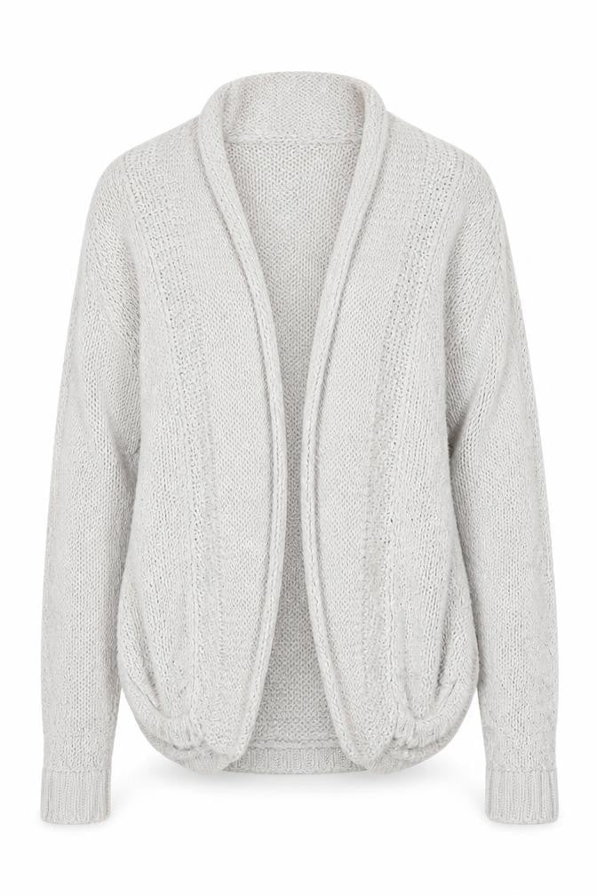 Marks & Spencer Women Grey Size 8 Chunky Knit Open Cardigan