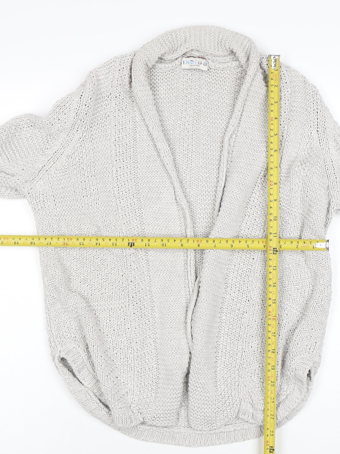 Marks and Spencer Women Grey Size 8 Chunky Knit Open Cardigan