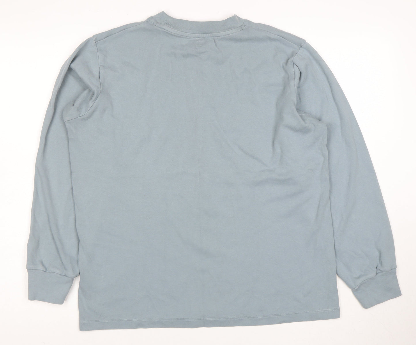 Uniqlo Women Blue Cotton Pullover Sweatshirt M Relaxed Fit