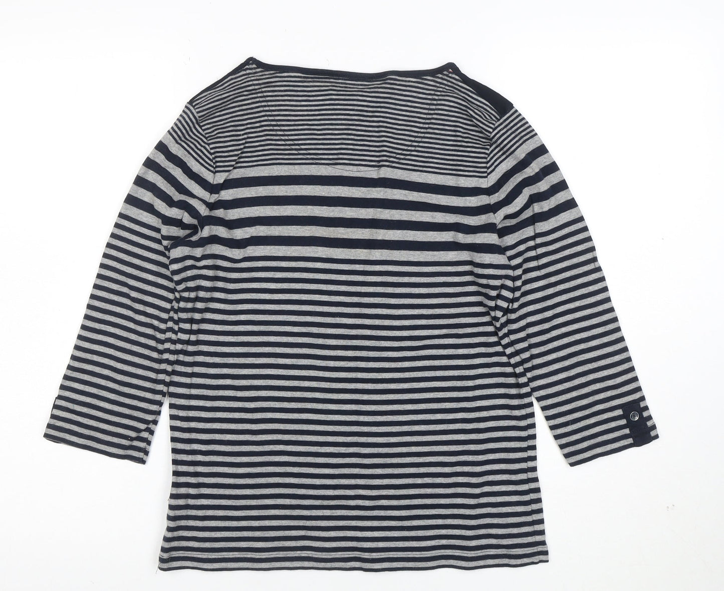 Maine New England Women's Blue Striped 3/4 Sleeve Cotton T-Shirt Size 14