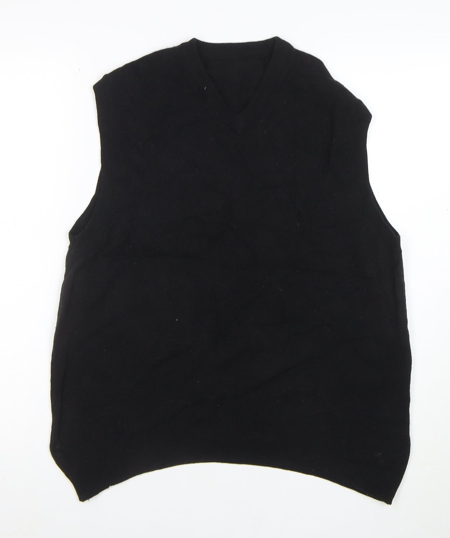 Marks and Spencer Men's Black Wool V-Neck Sleeveless Jumper Vest XL
