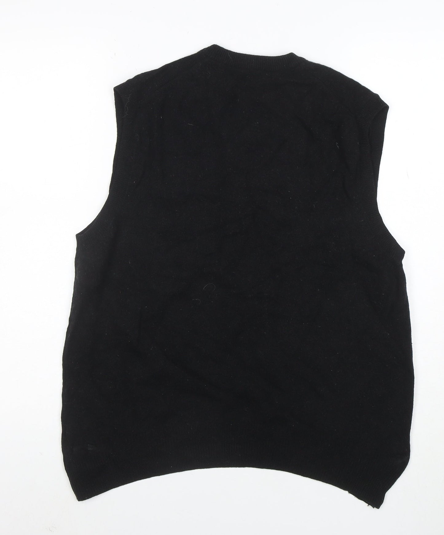 Marks and Spencer Men's Black Wool V-Neck Sleeveless Jumper Vest XL