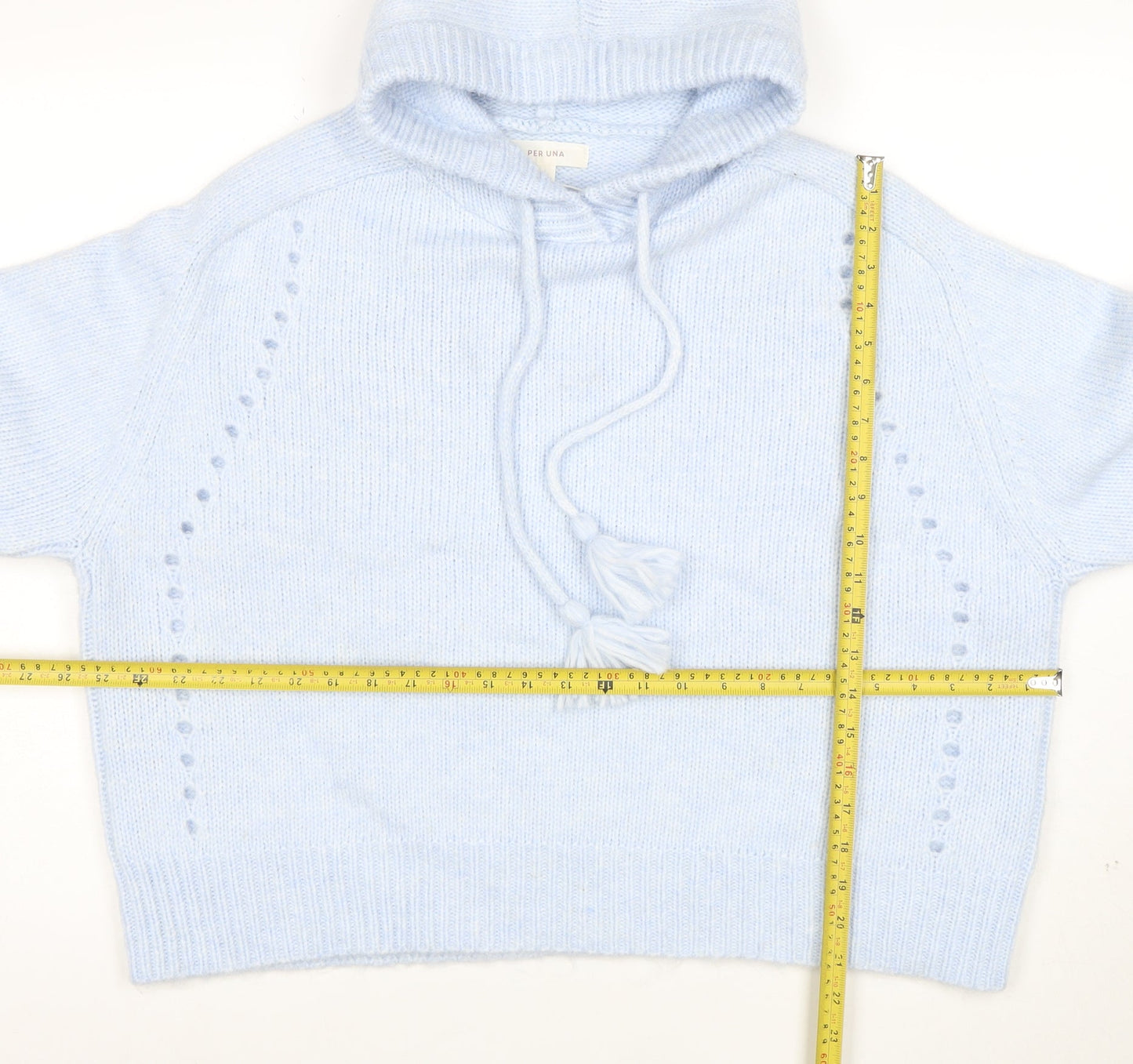 Marks and Spencer Per Una Women Blue L Hooded Pullover Jumper