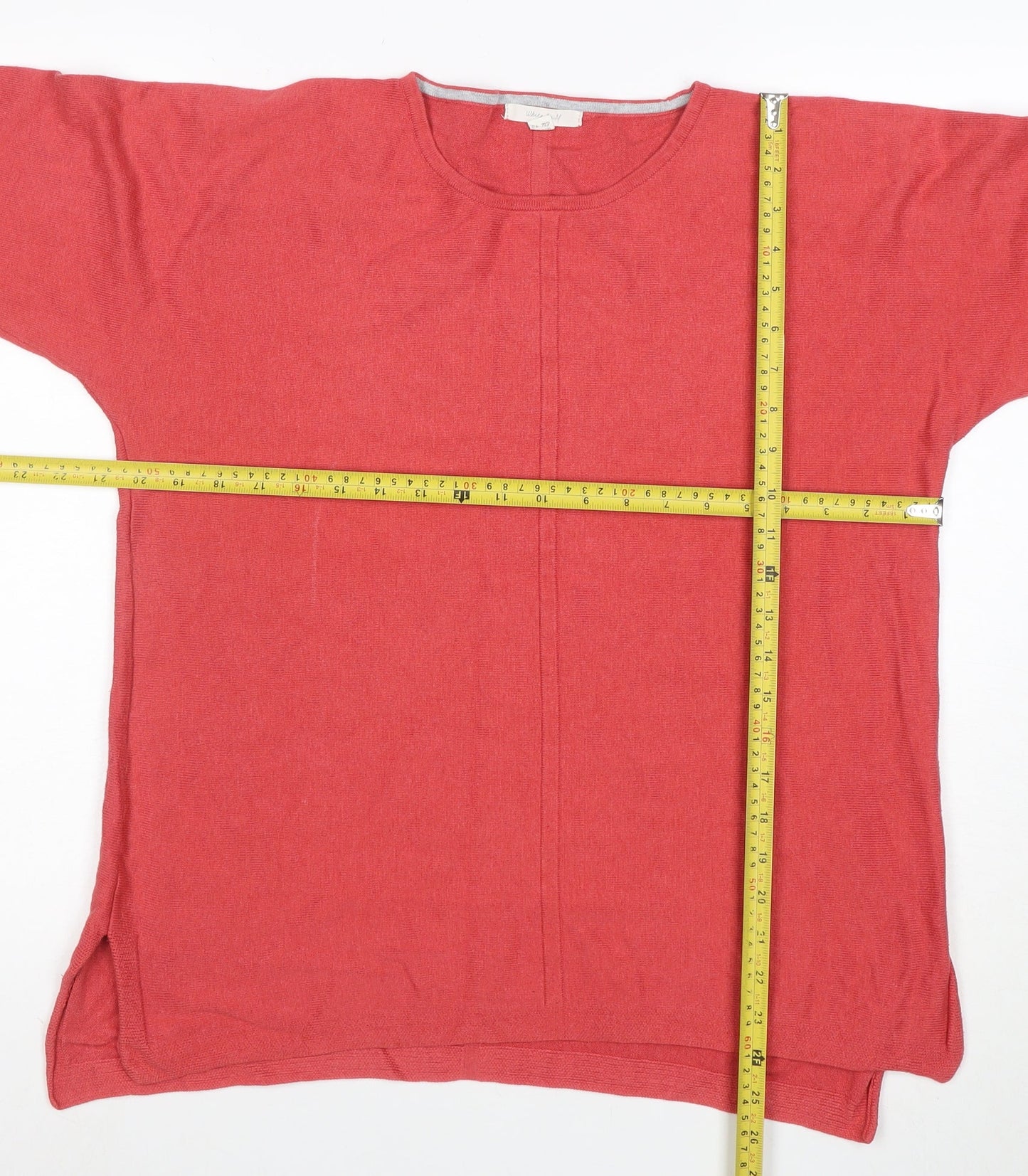 White Stuff Womens Red 100% Cotton Long Sleeve Tunic Top Size 14