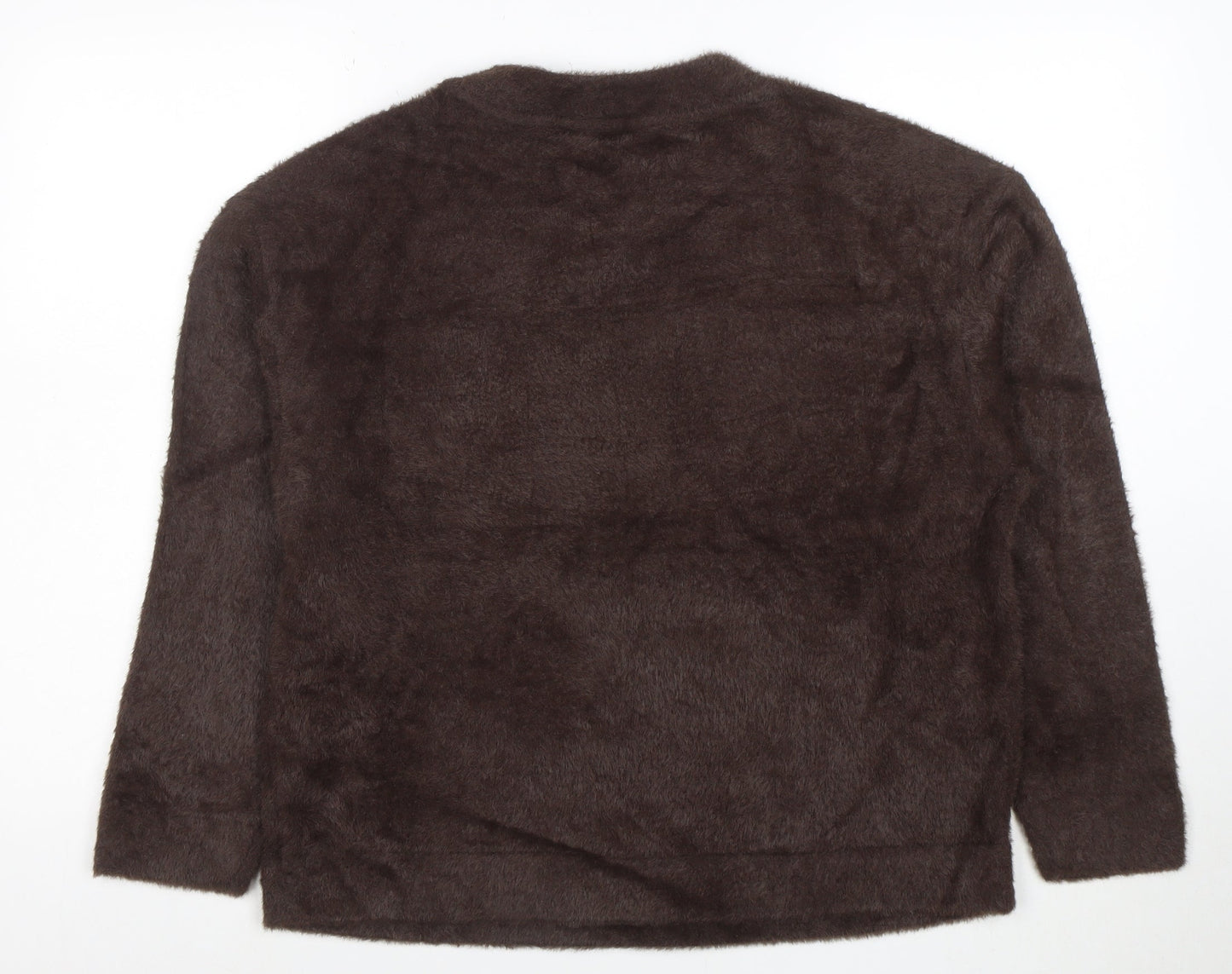 Marks and Spencer Women Brown Fuzzy Knit Pullover Jumper M
