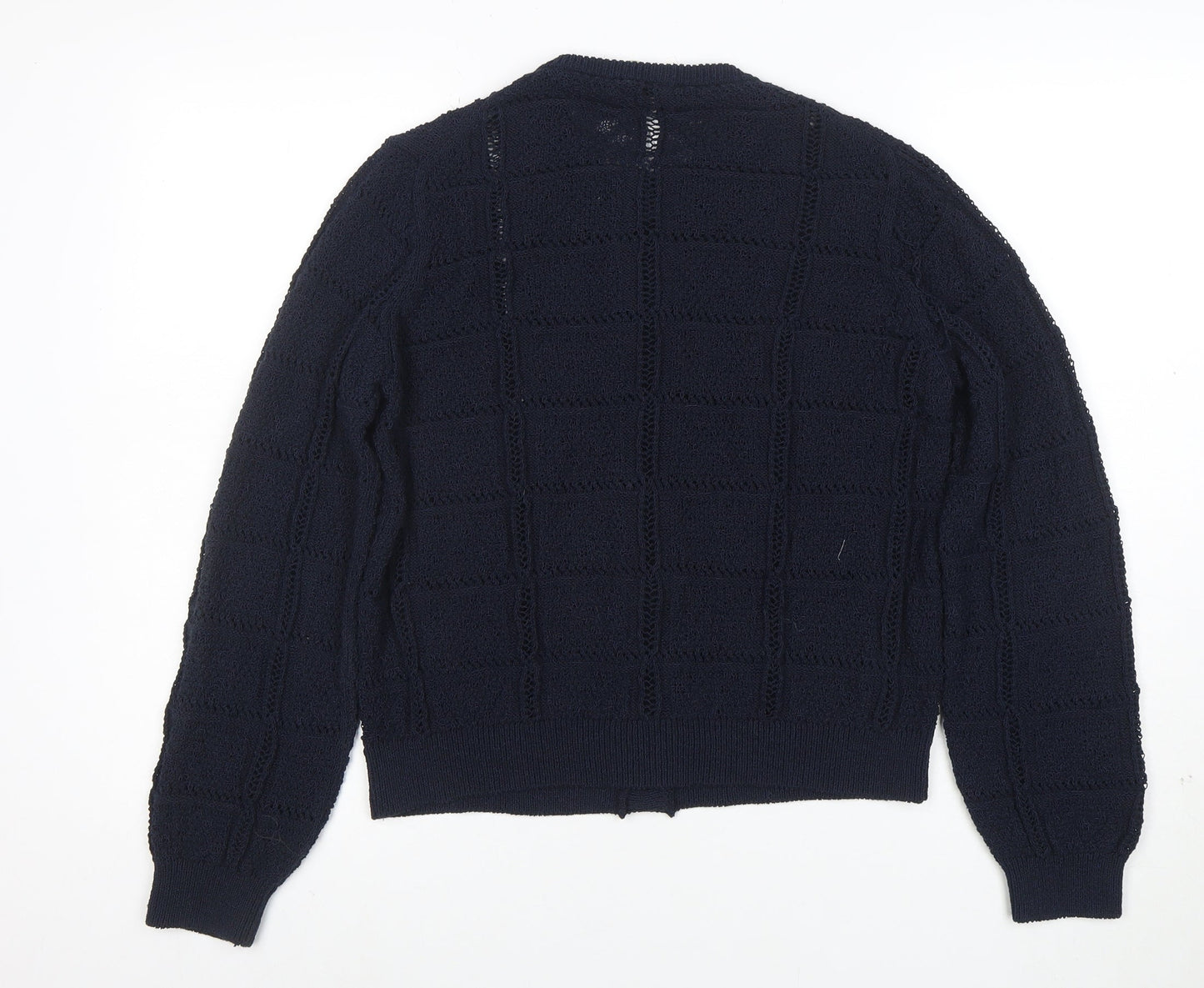 Marks and Spencer Women Blue Knit Cardigan M Regular Fit