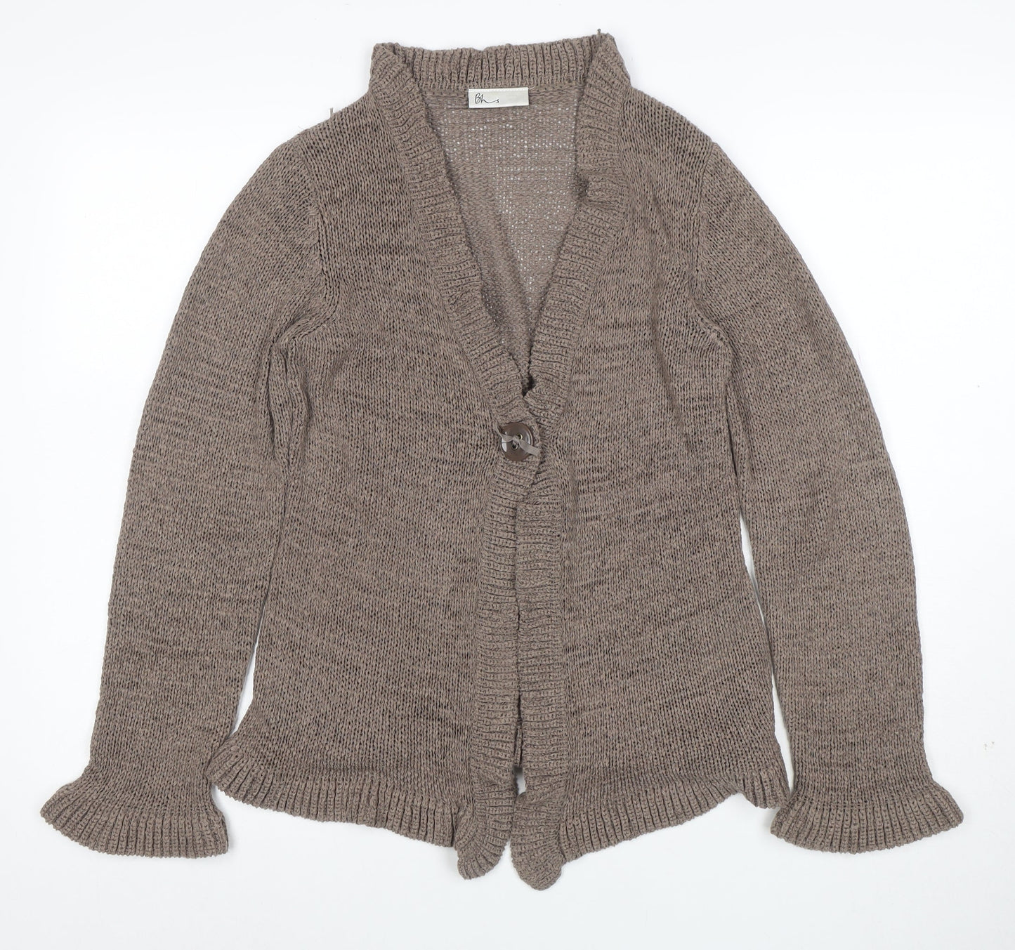 BHS Women’s Brown V-Neck Long Sleeve Knit Cardigan Size 12