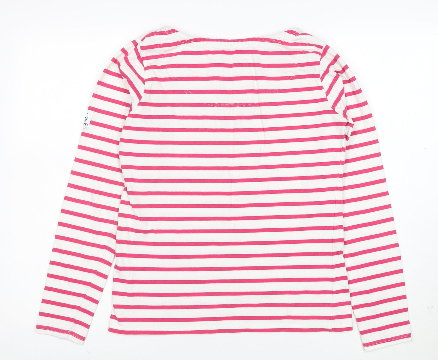 Lazy Jacks Women's Pink Striped Long Sleeve Cotton Nautical T-Shirt XS