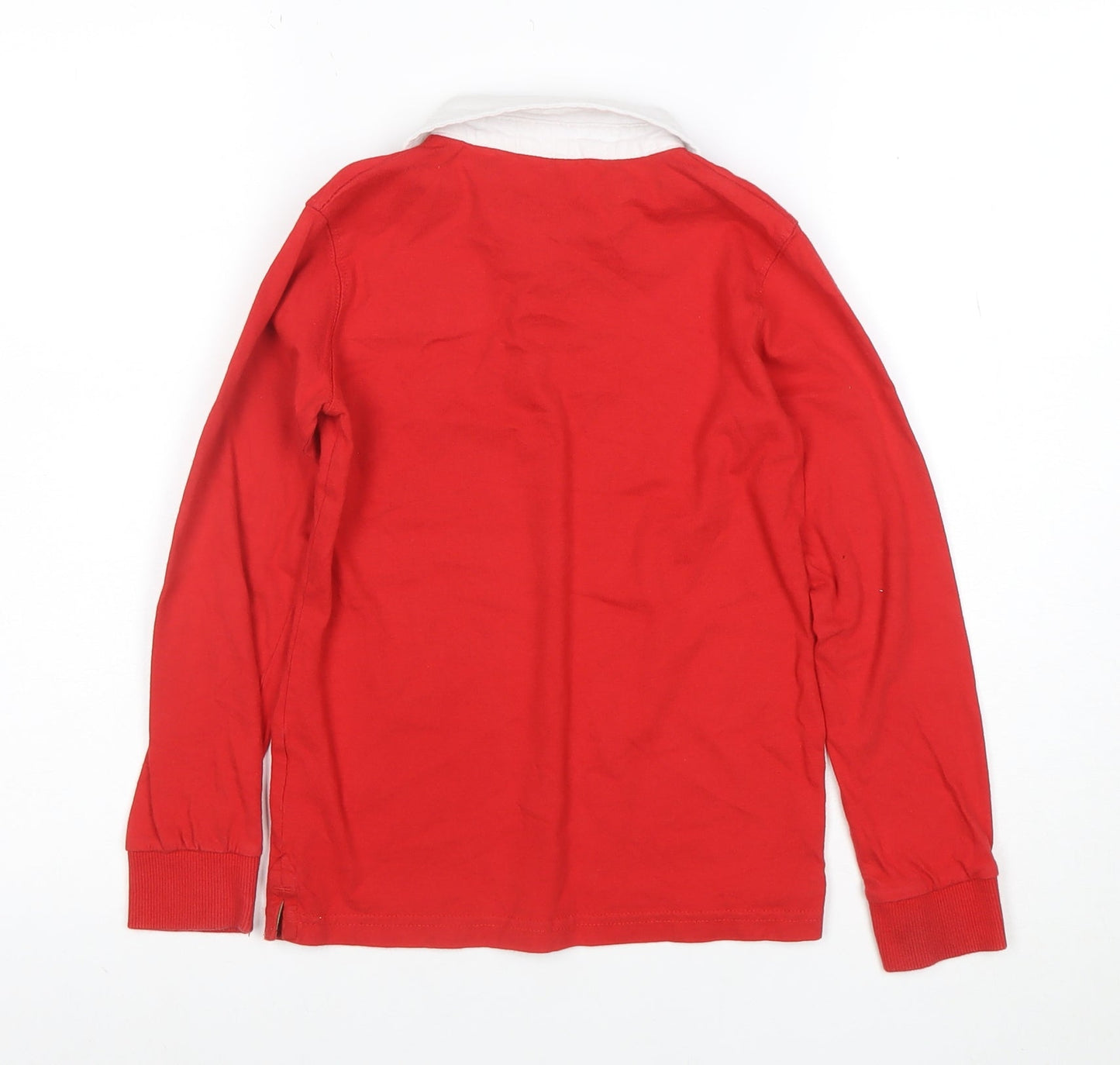 Urban Outlaws Boys Red Wales Long Sleeve Polo Shirt 7-8 Years Cotton Blend