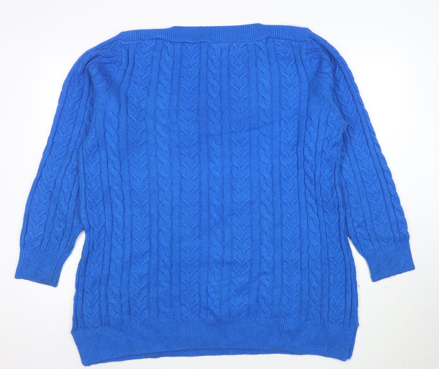 Coliton Traders Women's Blue Cable-Knit Jumper Size 20