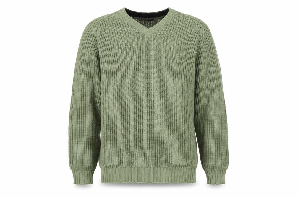 P.G. Field Men's Green Chunky Knit V-Neck Jumper Size M