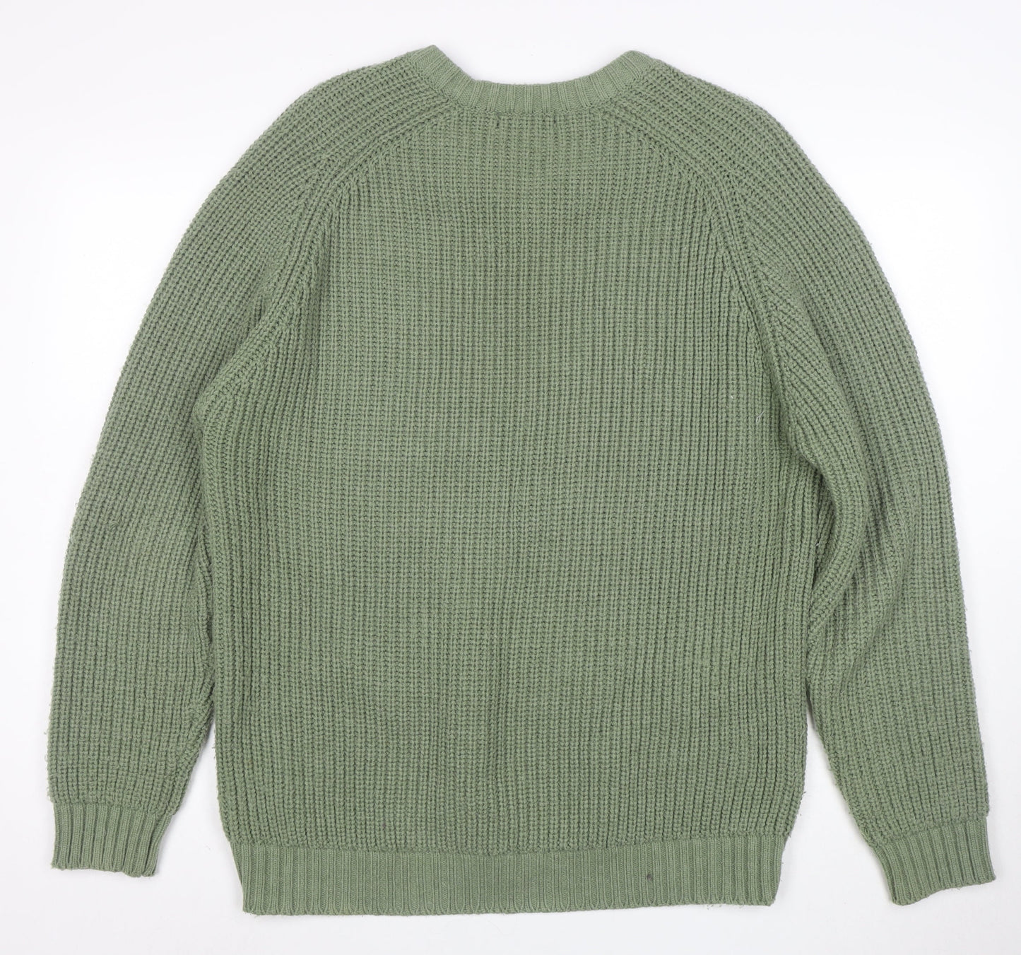 P.G. Field Men's Green Chunky Knit V-Neck Jumper Size M