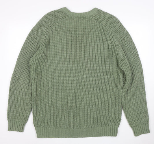 P.G. Field Men's Green Chunky Knit V-Neck Jumper Size M