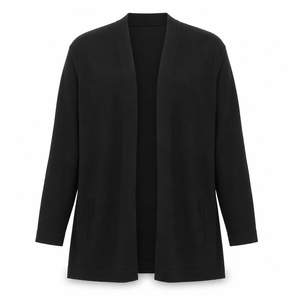 The White Company Women's Black Merino Wool Longline Cardigan Size 10