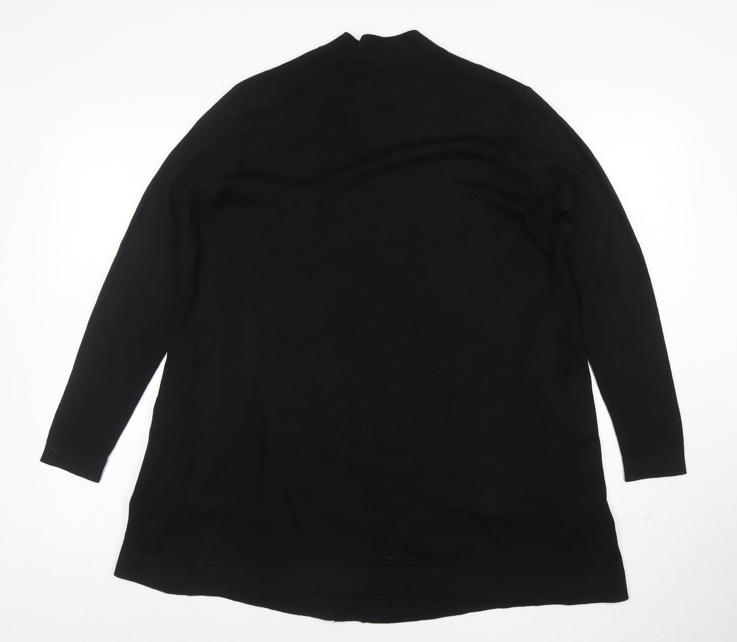 The White Company Women's Black Merino Wool Longline Cardigan Size 10