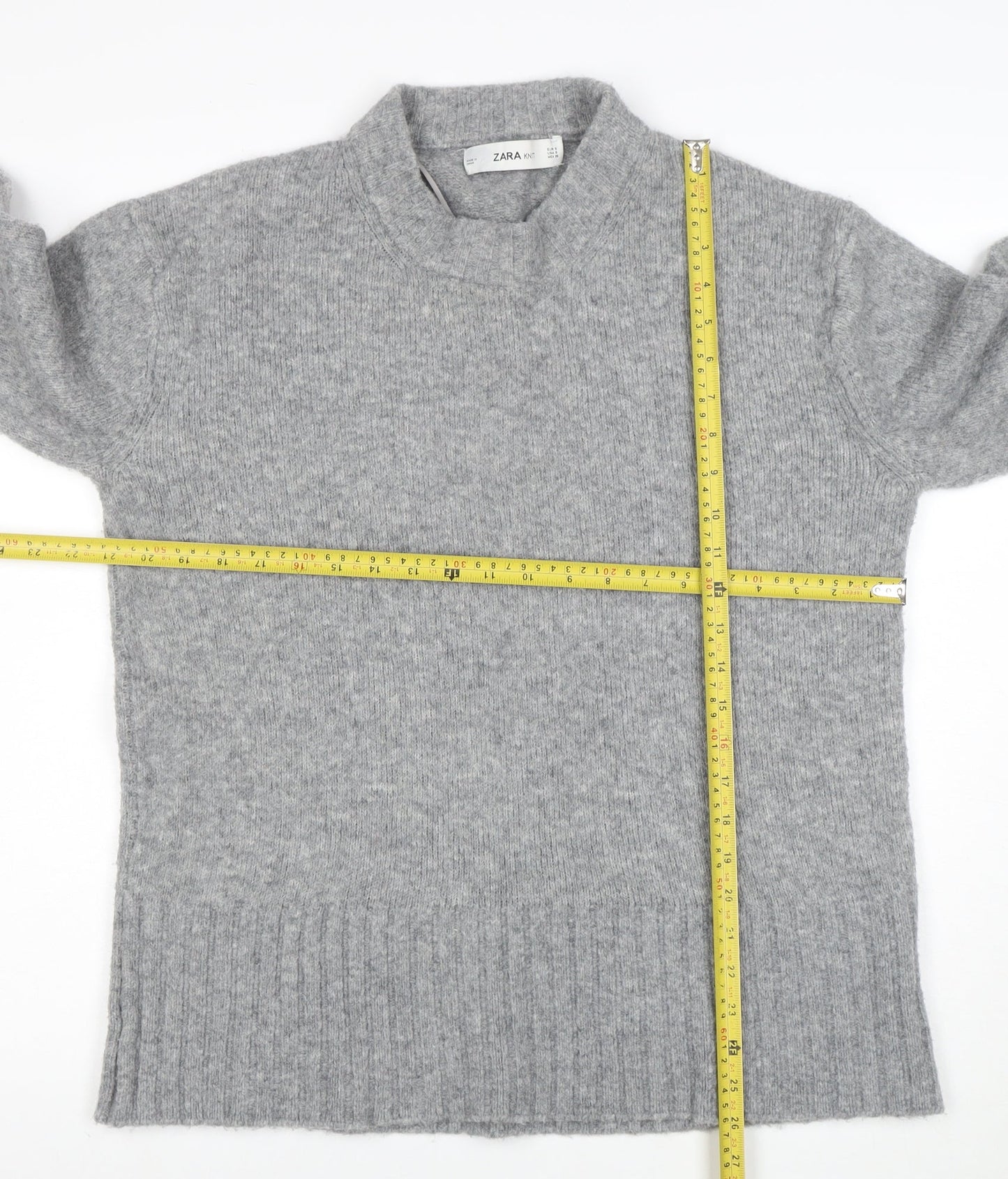 Zara Women Grey High Neck Knit Jumper Size S