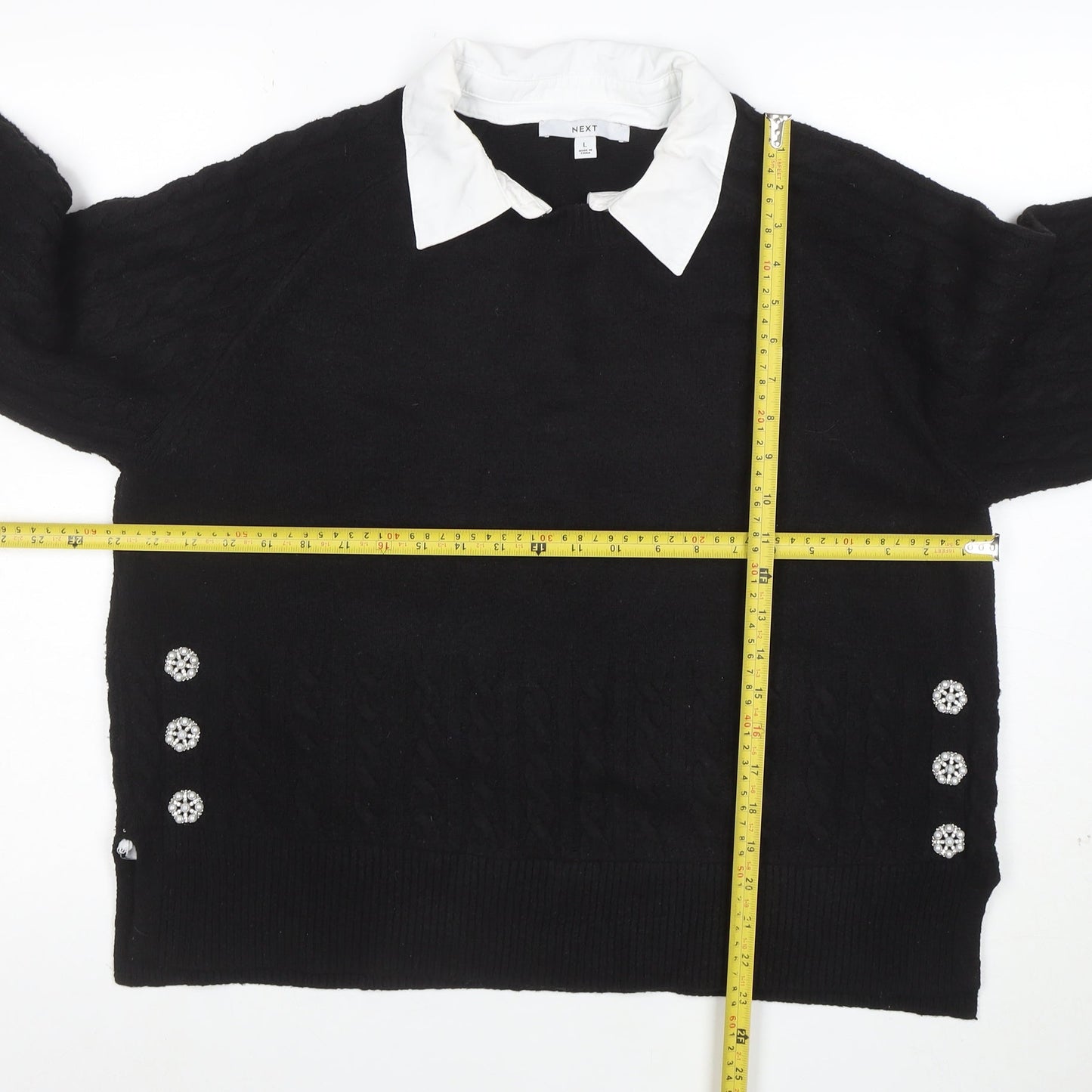 Next Women’s Black Collared Cable-Knit Jumper Size 16