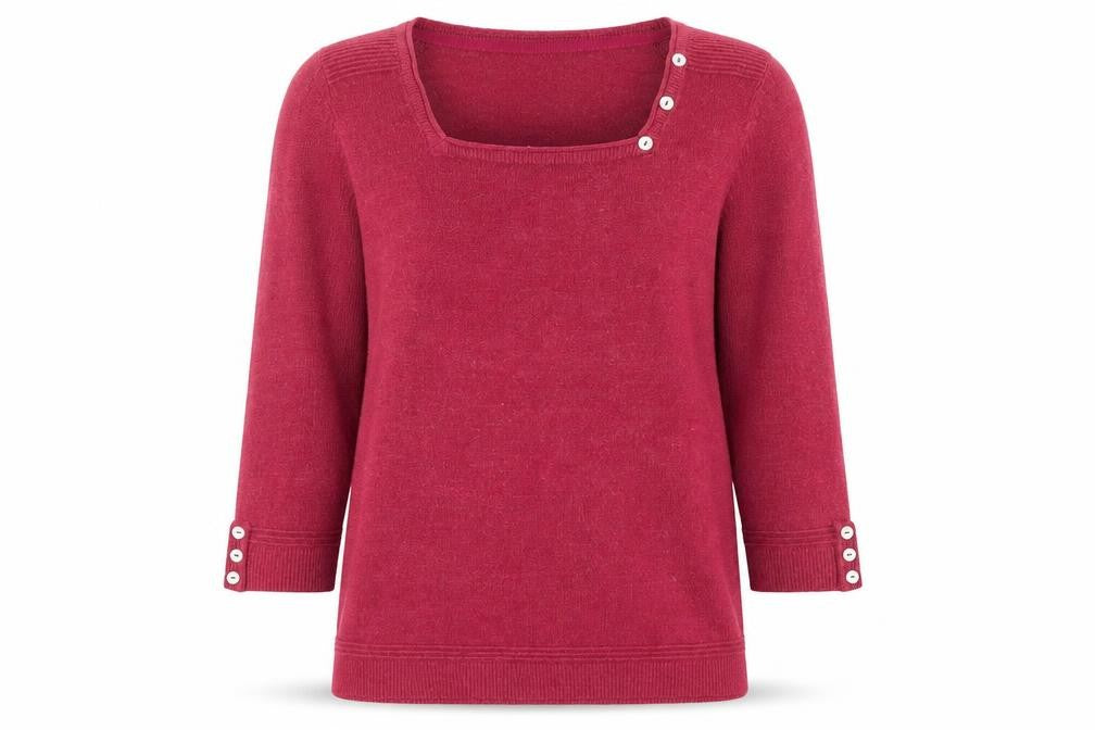 Maine New England Women’s Red Square Neck Knit Jumper Size 14