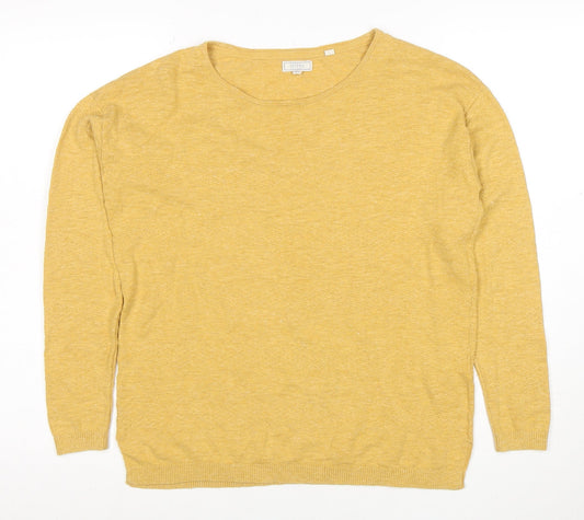 FatFace Women’s Yellow Cotton Linen Pullover Jumper UK 8