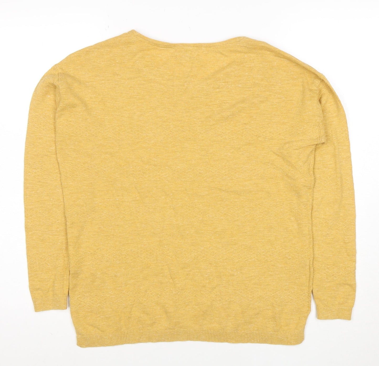 FatFace Women’s Yellow Cotton Linen Pullover Jumper UK 8