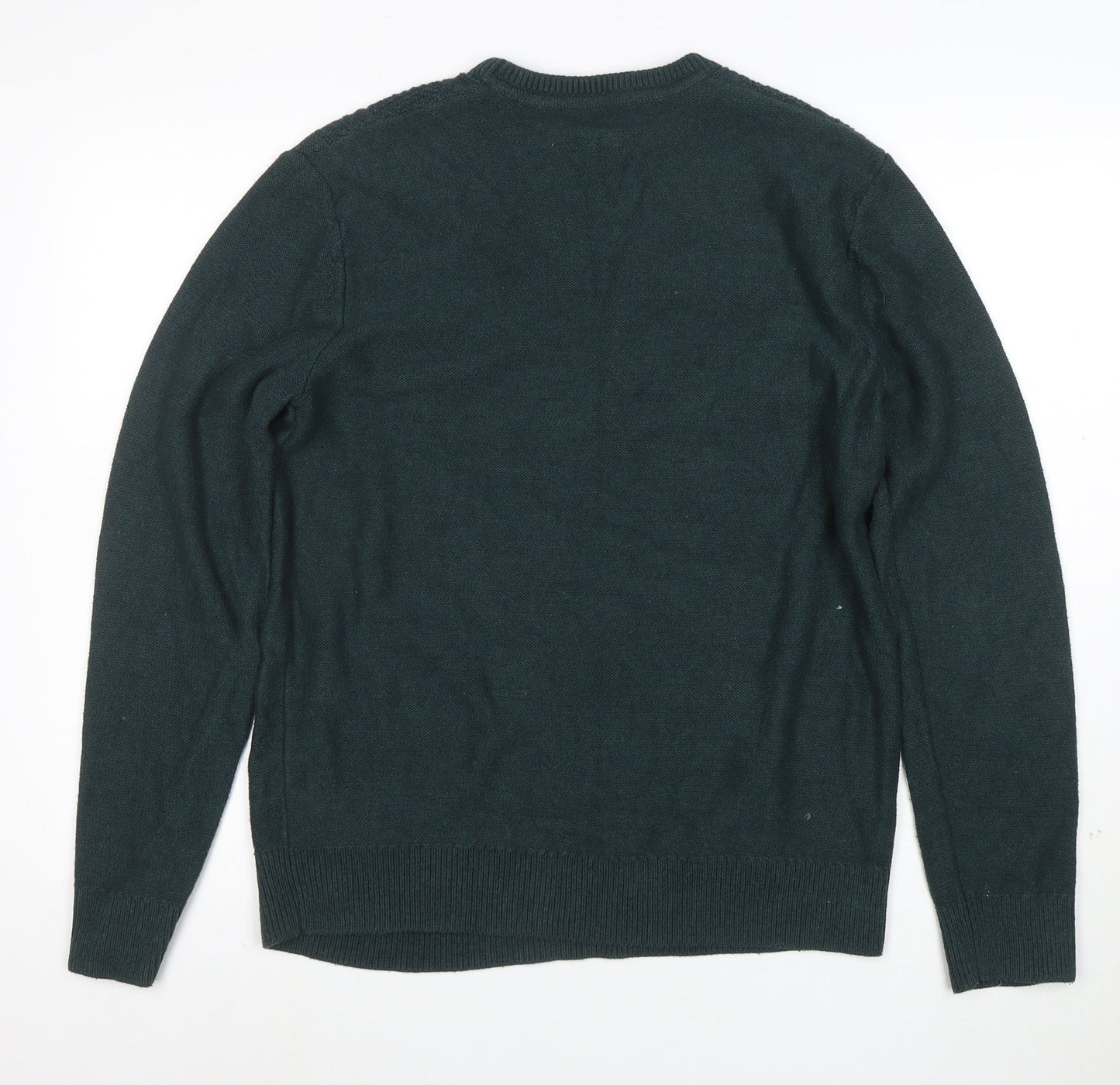 GAP Men's Green Cable-Knit Crew Neck Cotton Jumper Size M