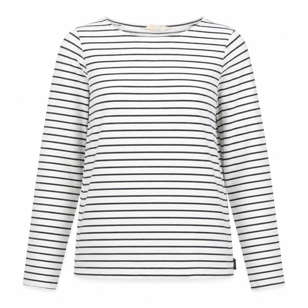 Mountain Warehouse Womens White Navy Striped Long Sleeve Cotton Top S