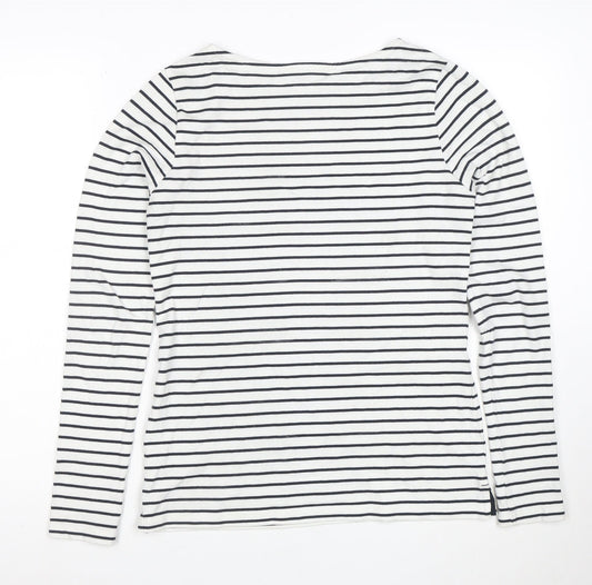 Mountain Warehouse Womens White Navy Striped Long Sleeve Cotton Top S