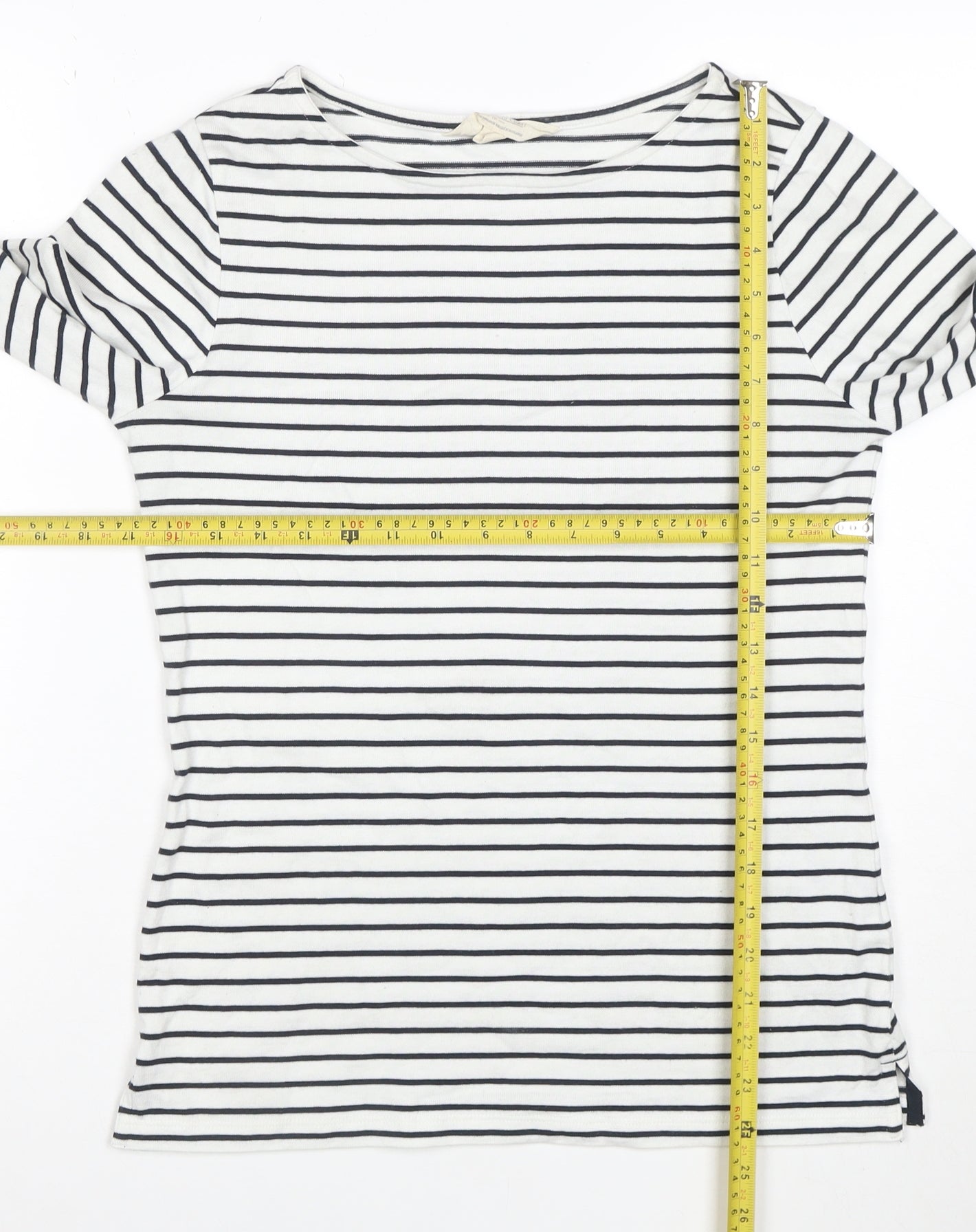 Mountain Warehouse Womens White Navy Striped Long Sleeve Cotton Top S