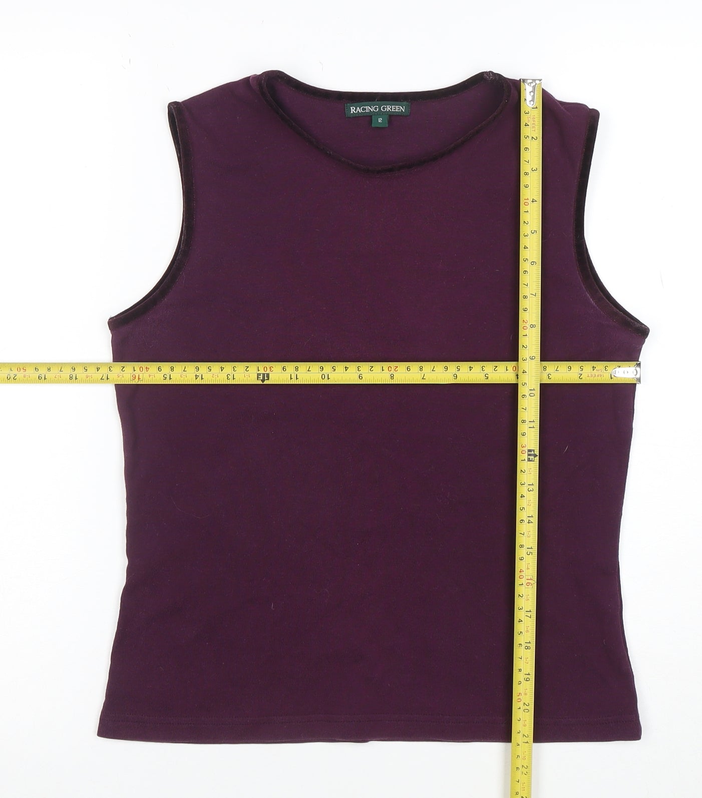 Racing Green Women's Purple Cotton Sleeveless Tank Top Size 12