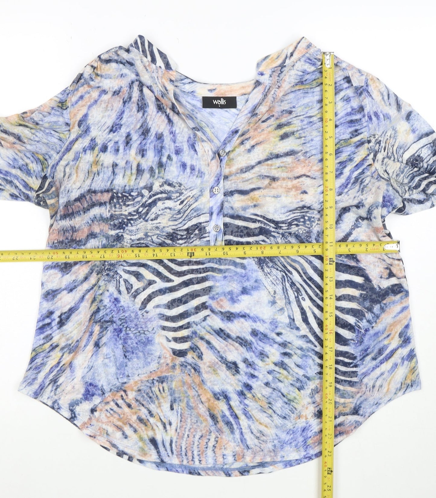 Wallis Women's Multicoloured Animal Print 3/4 Sleeve Tunic Blouse Size L