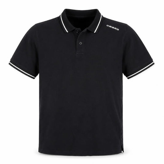 Umbro Men's Black Small Cotton Short Sleeve Polo Shirt