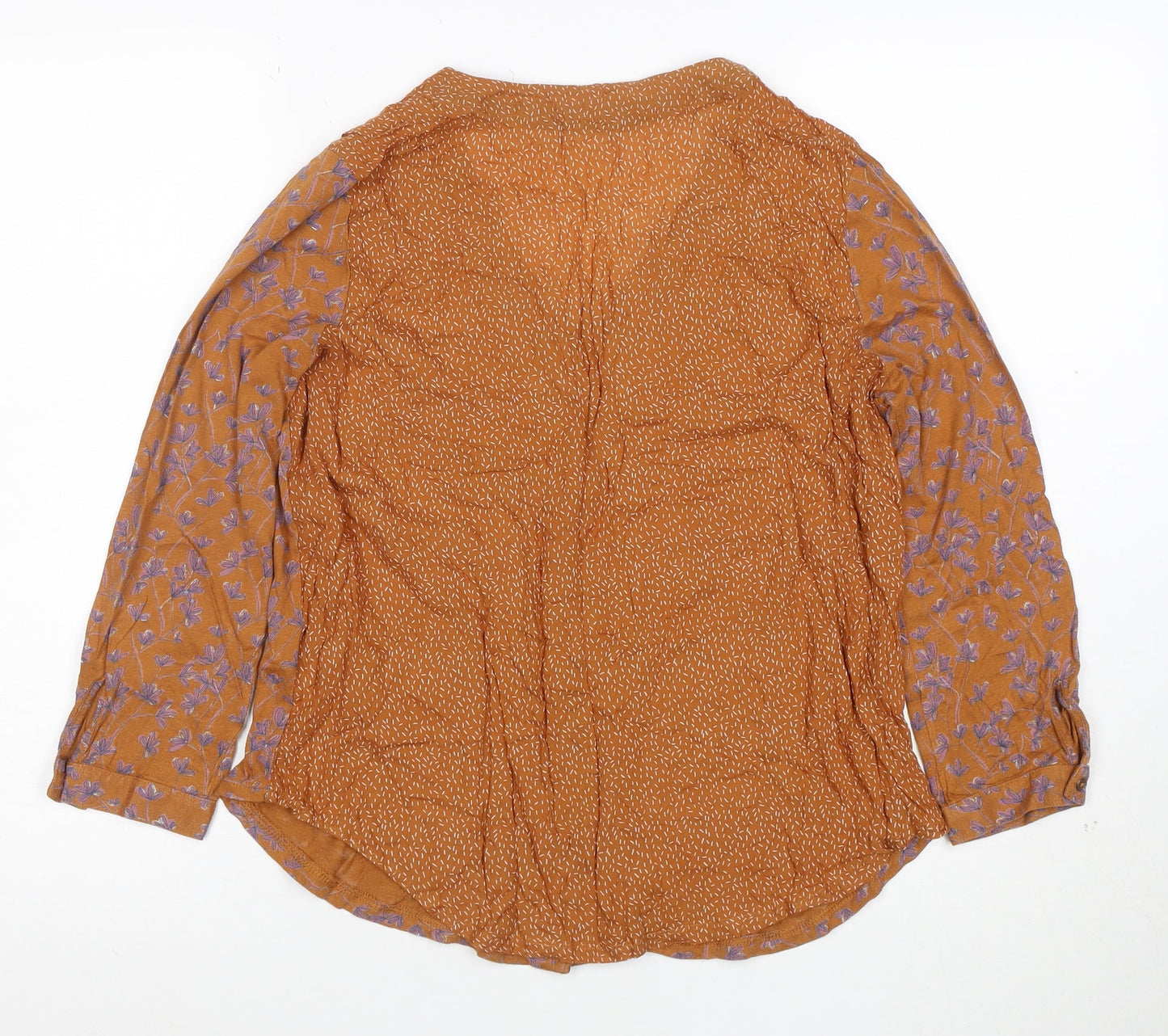 White Stuff Women Brown Floral Button-Up Tunic Top Size 10
