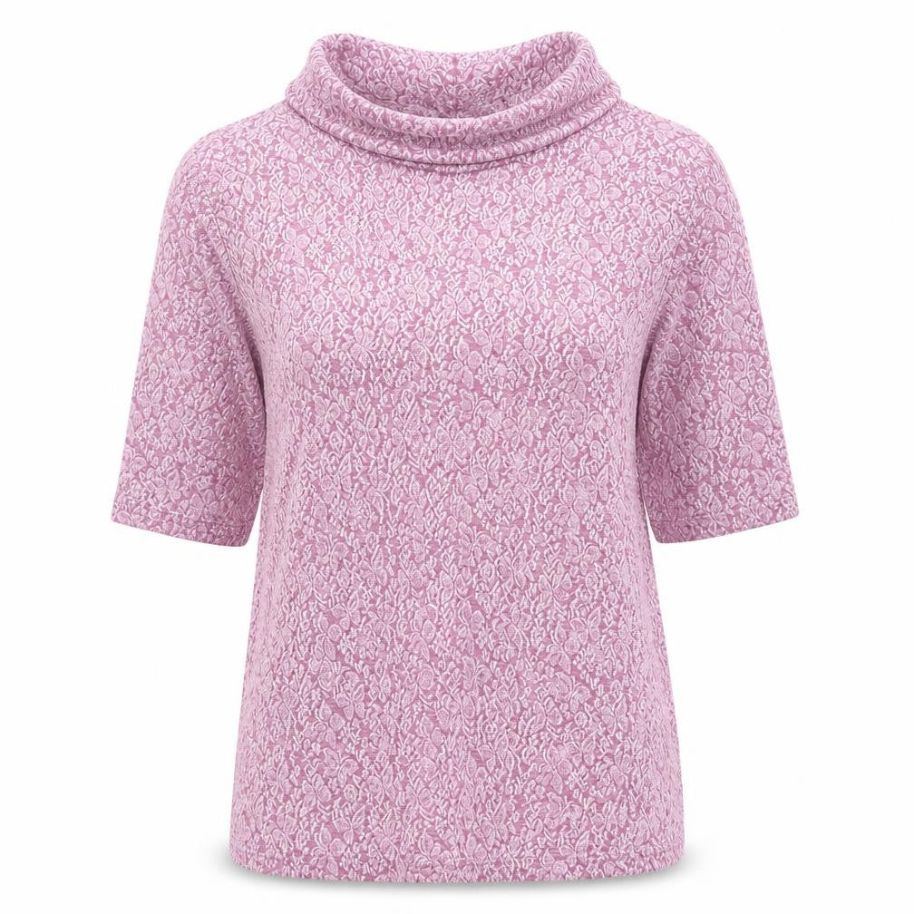 ISLE Collection Women's Pink Floral Cowl Neck 3/4 Sleeve Tunic Blouse Size M