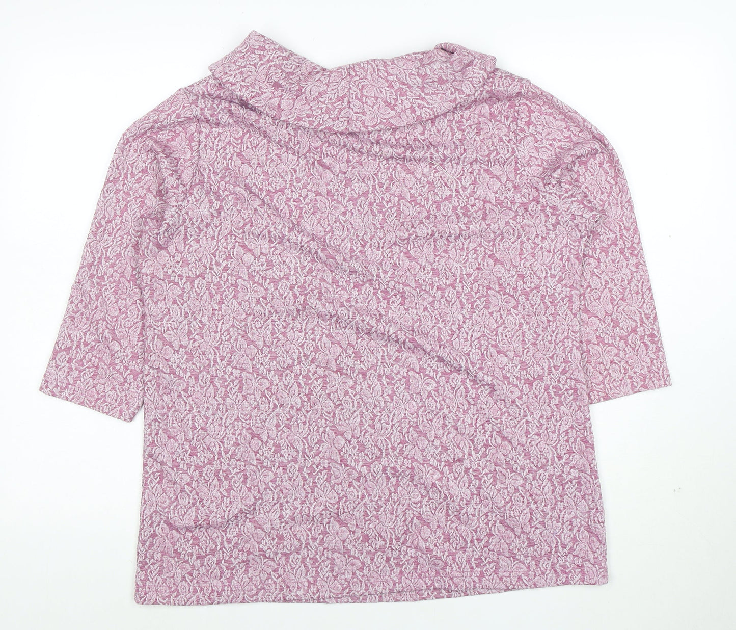 ISLE Collection Women's Pink Floral Cowl Neck 3/4 Sleeve Tunic Blouse Size M