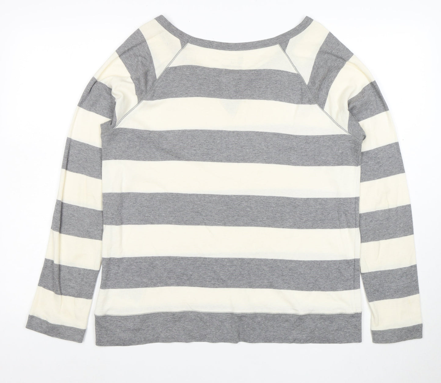 Gap Women Grey Striped Long Sleeve Cotton Modal T-Shirt Size L