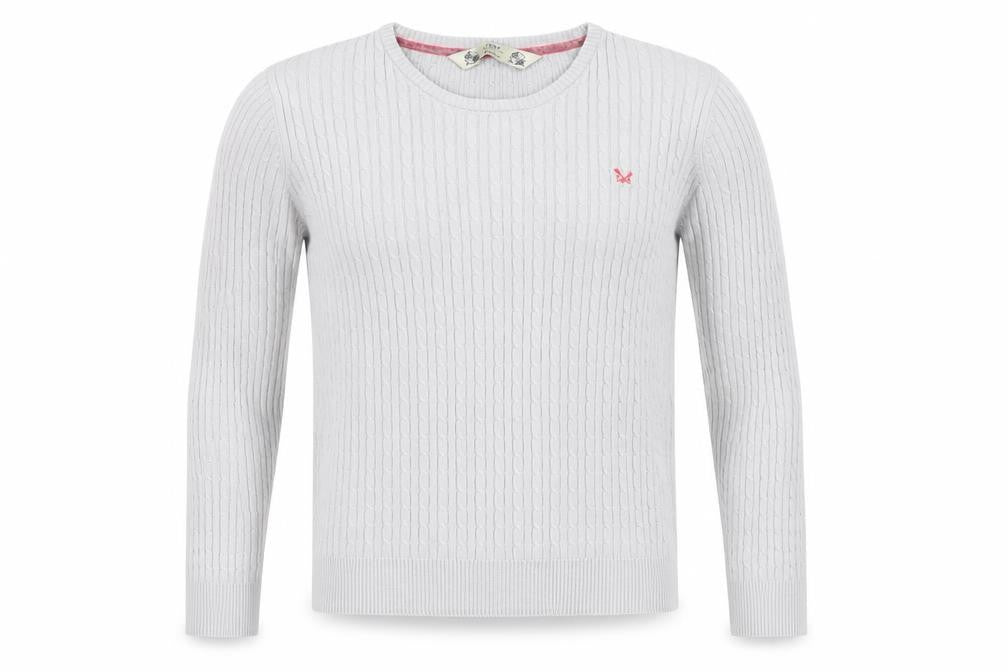 Crew Clothing Womens Grey Cotton Cable-Knit Jumper M