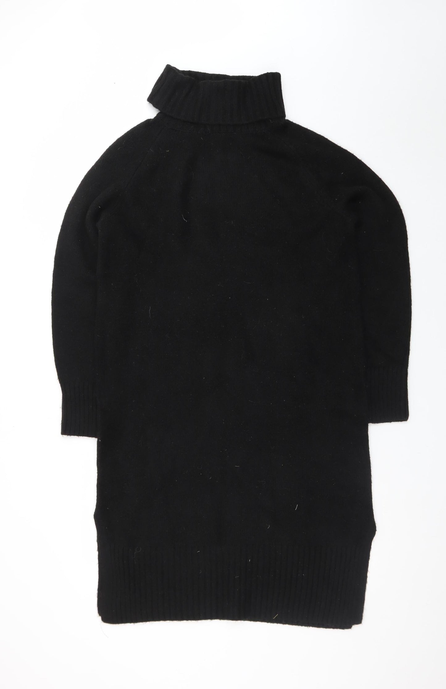 H&M Women’s Black Wool Roll Neck Knee Length Sweater Dress Size S