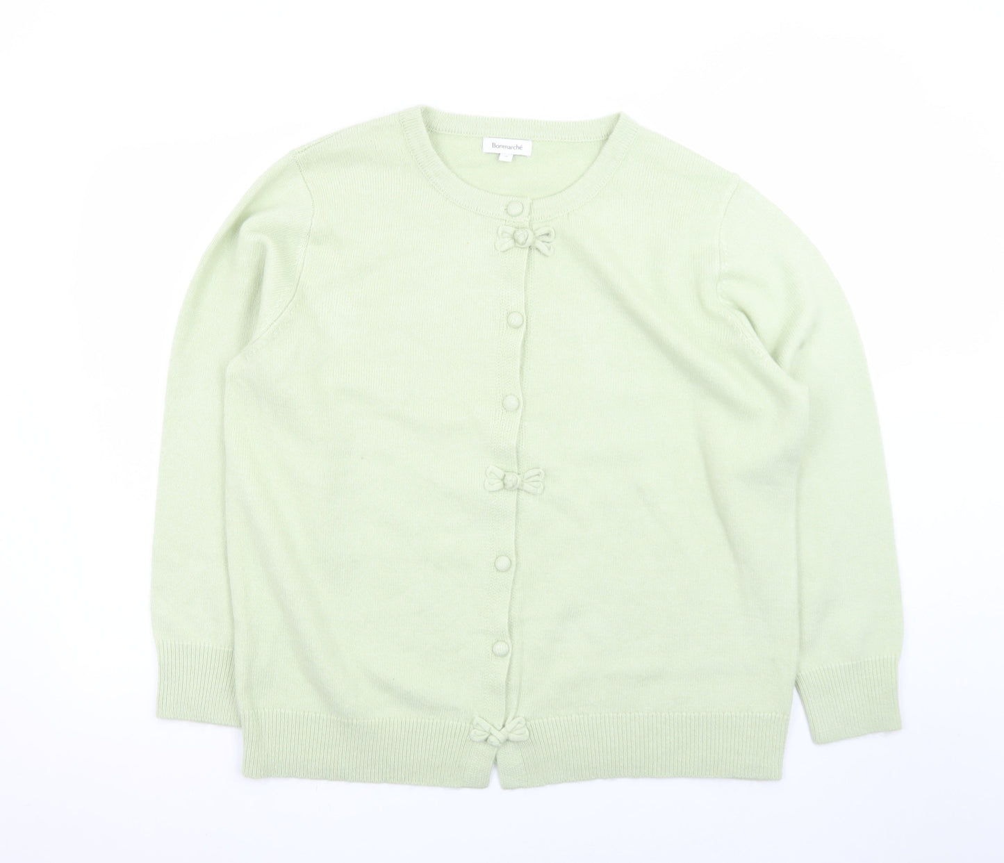 Bonmarché Women’s Green Cardigan Size 18 Bow Detail Acrylic Knit