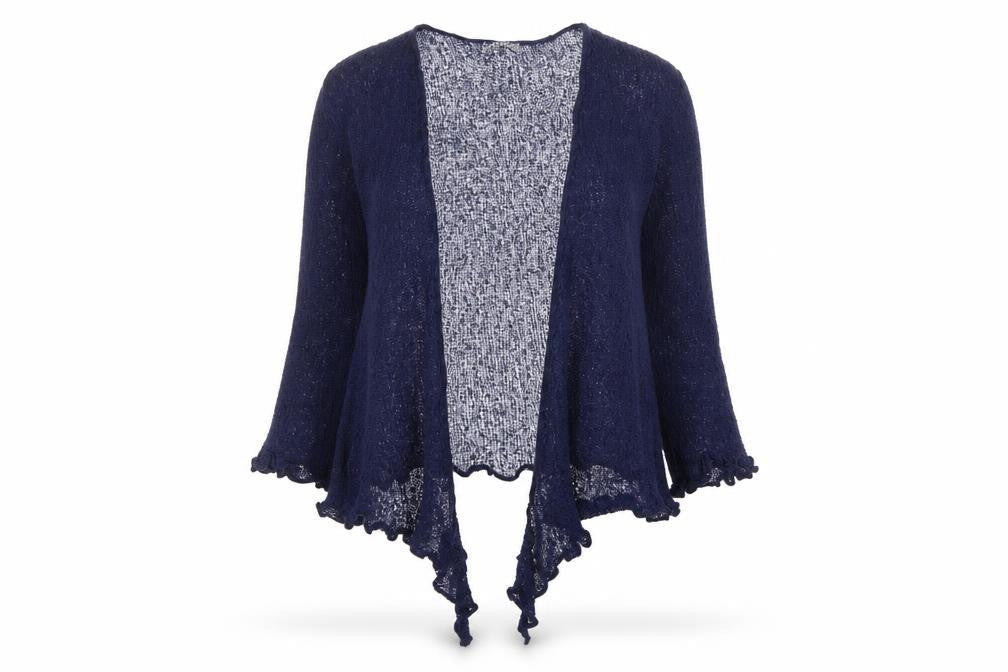Ikat Womens Blue Open Knit Cardigan One Size Lightweight
