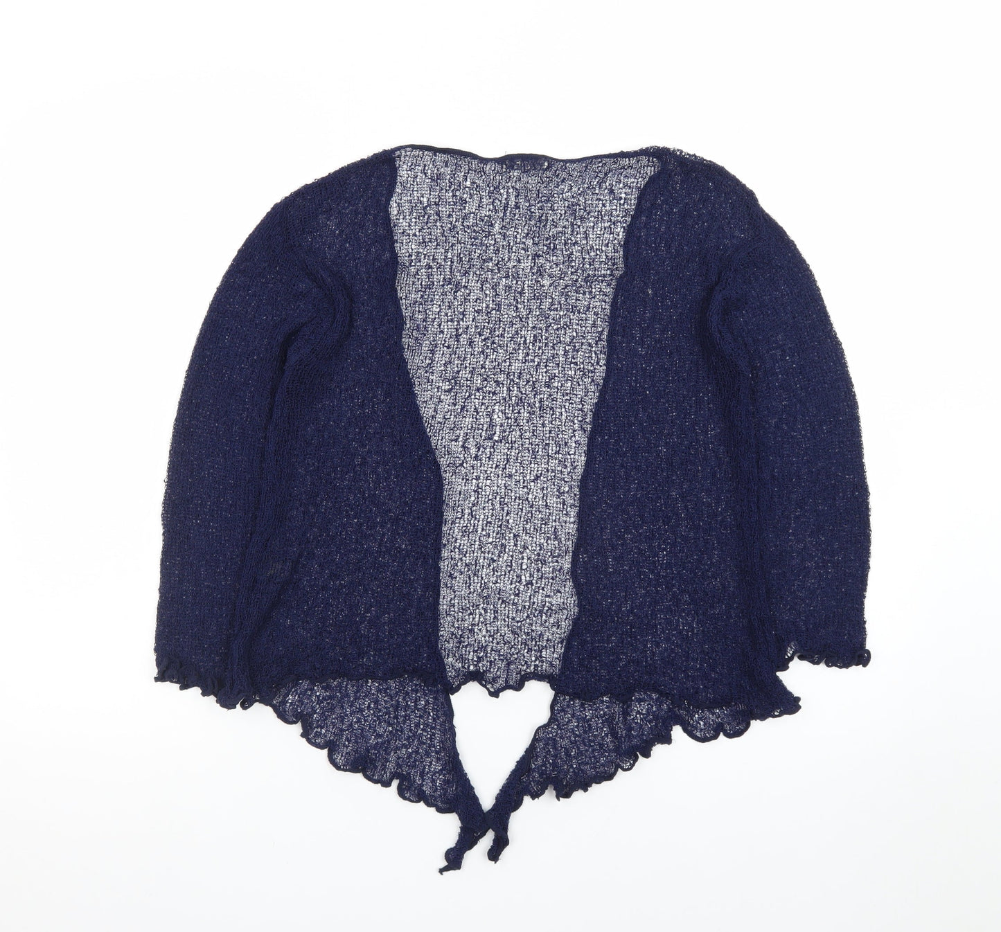 Ikat Womens Blue Open Knit Cardigan One Size Lightweight