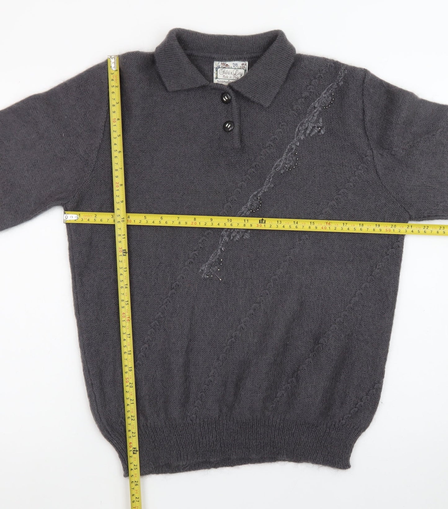 Sabri & Lory Women’s Grey Mohair Collared Pullover Jumper L